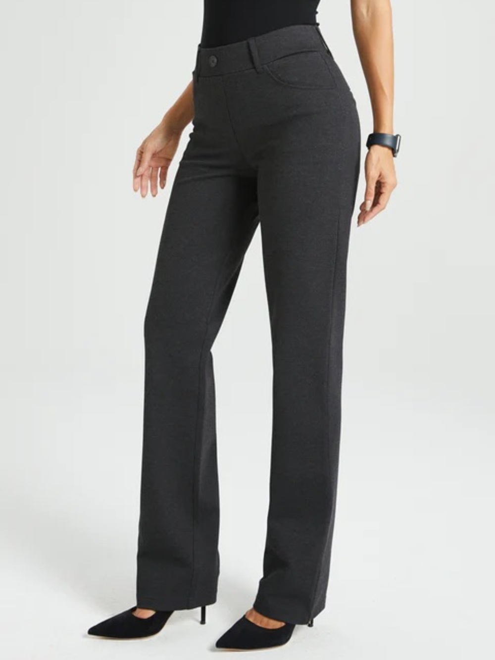 Betabrand Charcoal Dress Pant Yoga Pants